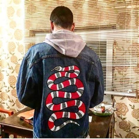 gucci snake jeans mens|gucci jean jacket with snake.